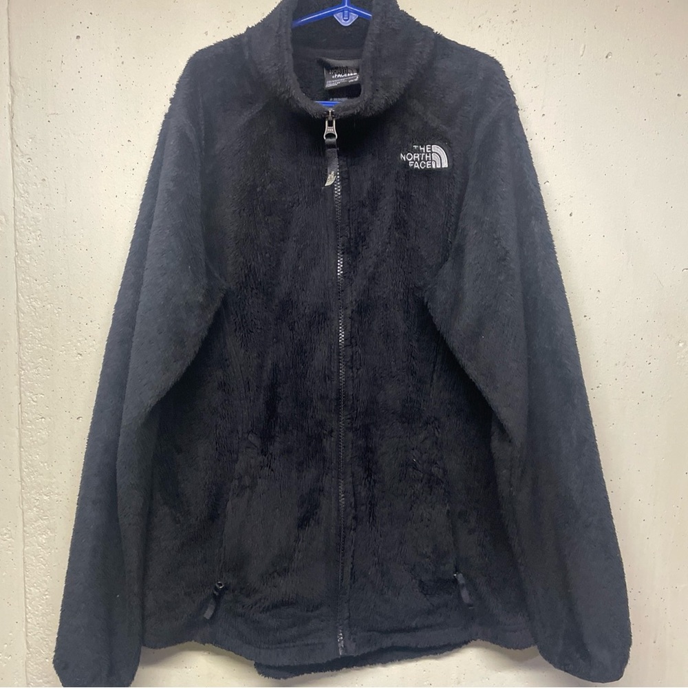 The North Face Jacket Girls L Black Fleece Fuzzy Outdoors Hiking Logo Youth - Picture 2 of 5